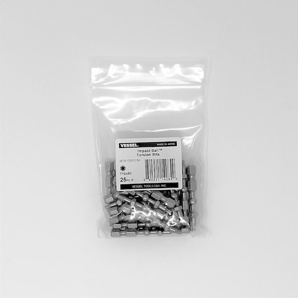 Vessel IMPACT BALL Torsion Bit T10x50, PK25 - IBTX1050P25K