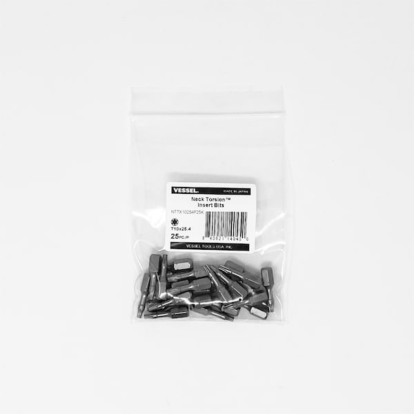 Vessel NECK TORSION Insert Bit T10x25.4, PK25 - NTTX10254P25K