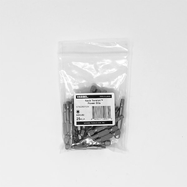 Vessel NECK TORSION Power Bit SQ3x50, PK25 - NTSQ350P25K