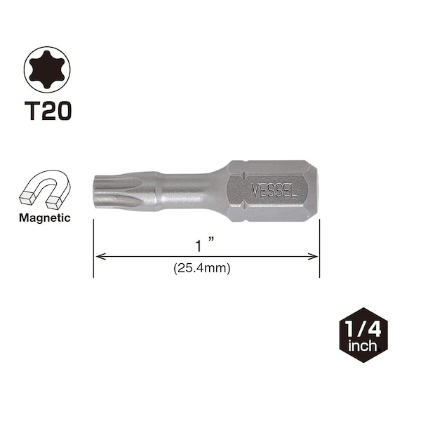 Vessel NECK TORSION Insert Bit T20x25.4, PK25 - NTTX20254P25K