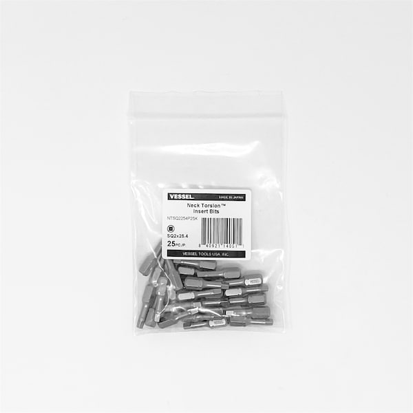 Vessel NECK TORSION Insert Bit SQ2x25.4, PK25 - NTSQ2254P25K