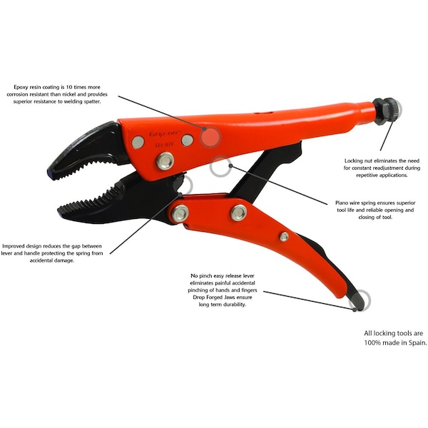 Grip-On 12 Locking Pliers, 2516 Jaw Opening, Omnium Grip - 131-12