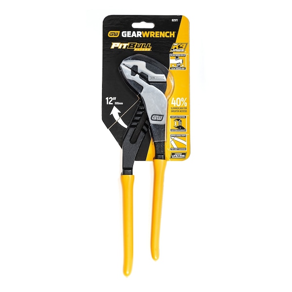 Gearwrench 12" PITBULL K9™ Straight Jaw Dipped Handle Tongue and Groove Pliers - 82171