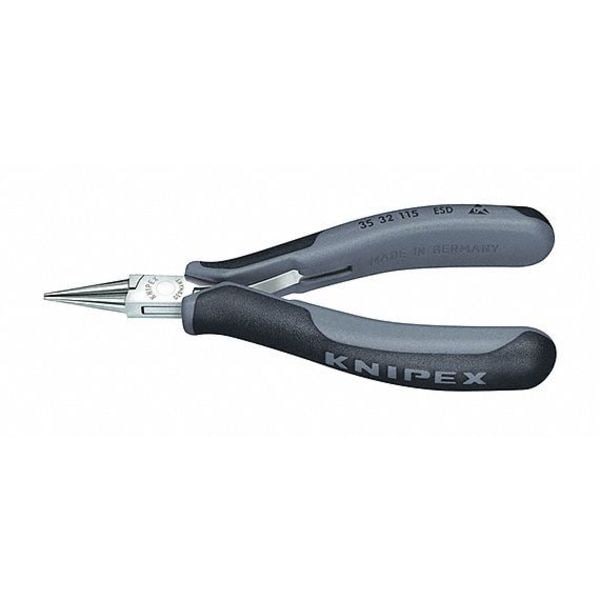 Knipex 4 1/2 in Round Nose Plier Multi-Component Grip Handle - 35 32 115 ESD