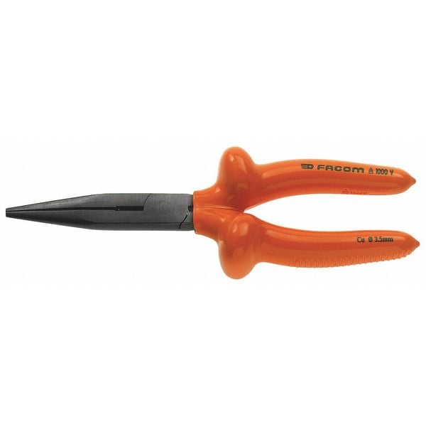 Facom 7 7/8 in Needle Nose Plier, Side Cutter Cushion Grip Handle - FA-185.20AVSE