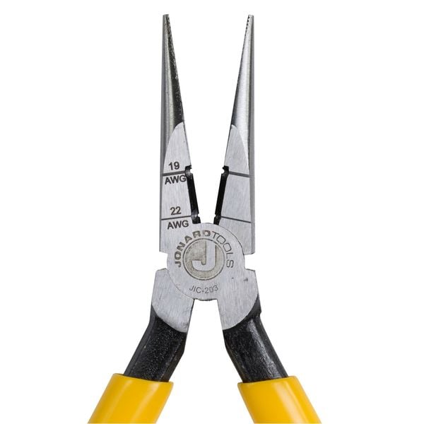 Jonard Tools 6 3/4 in Jonard's Long Nose Plier, Side Cutter Ergonomic With Dipped Plastic Grips Handle - JIC-203