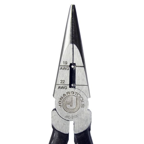 Jonard Tools 6 3/4 in Jonard's Long Nose Plier, Side Cutter Ergonomic With Dipped Plastic Grips Handle - JIC-203