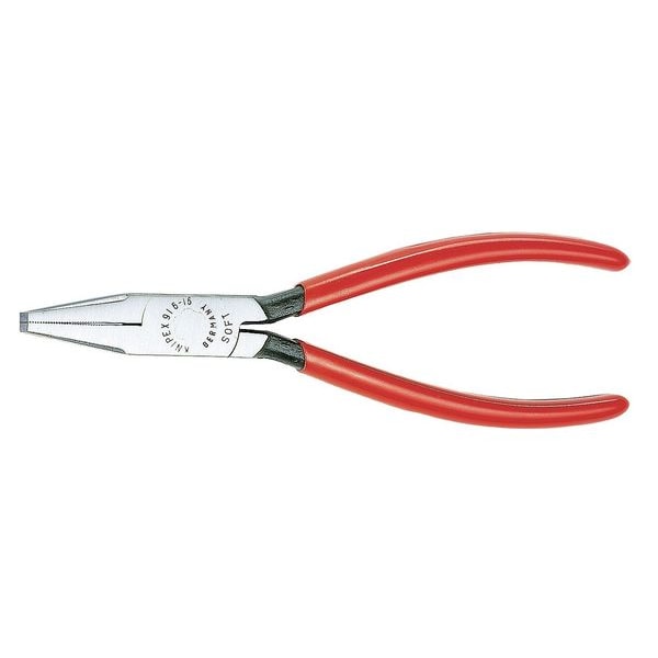 Knipex 6 1/4 in Flat Nose Plier, Side Cutter Plastic Coated Handle - 91 61 160