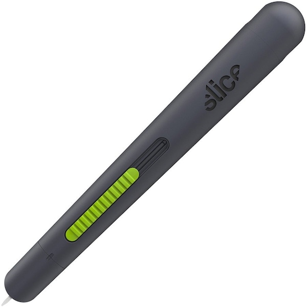 Slice Pen Cutter w/Retract Blade, 5/8"x5/8"x5-1/8", Gray - SLI10512