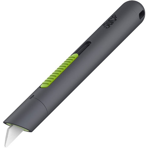 Slice Pen Cutter w/Retract Blade, 5/8"x5/8"x5-1/8", Gray - SLI10512