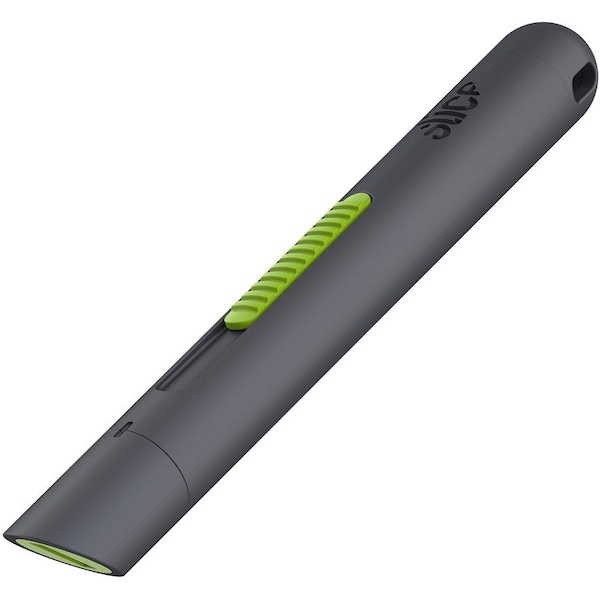 Slice Pen Cutter w/Retract Blade, 5/8"x5/8"x5-1/8", Gray - SLI10512