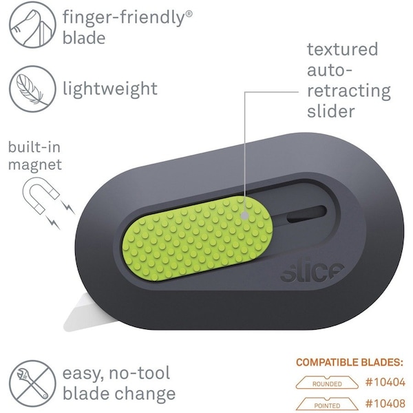 Slice Mini Cutter, Ceramic Blade, 2/5"Wx2-2/5"Lx1-1/2"H, GYGN - SLI10514