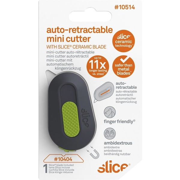 Slice Mini Cutter, Ceramic Blade, 2/5"Wx2-2/5"Lx1-1/2"H, GYGN - SLI10514
