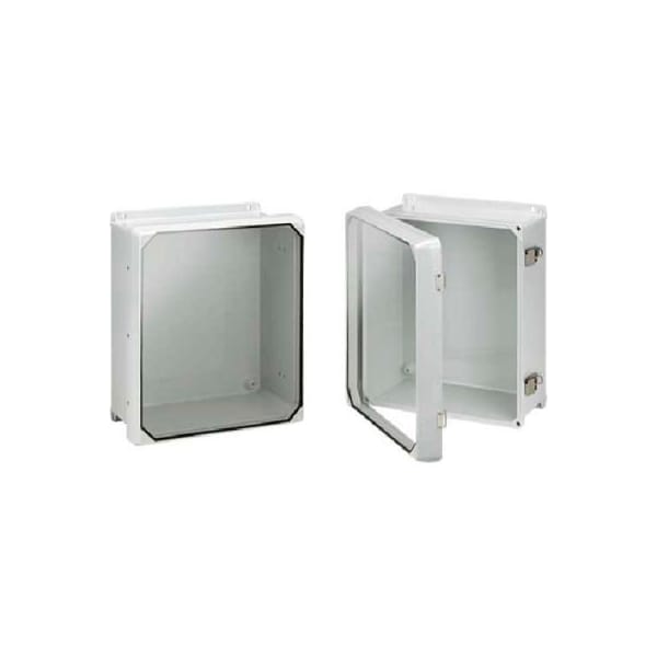 Pentair Equipment Protection Fiberglass Electrical Enclosures, 13.81 in H, 5.99 in D, 11.81 in W, NEMA 4X, Hinged - CHJ1412HWPL2LG