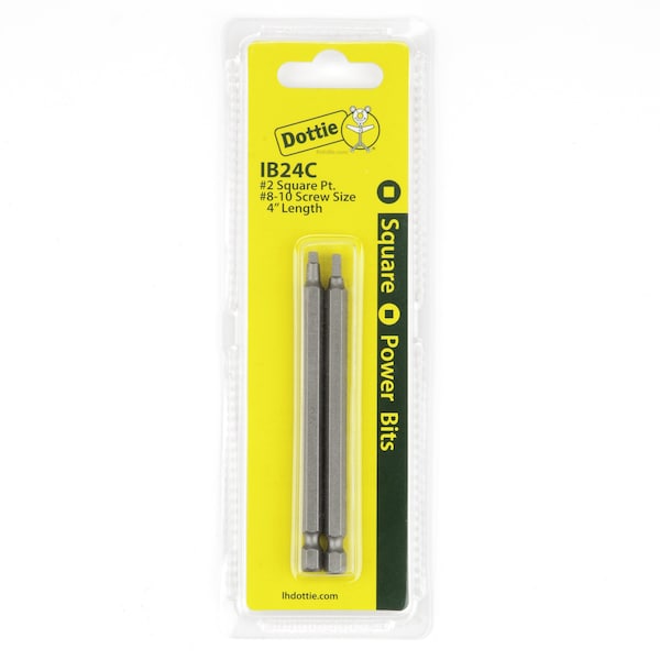 L.H. Dottie L.H. Dottie #2 x 4'' Square Drive Power Bit (Carded) - IB24C