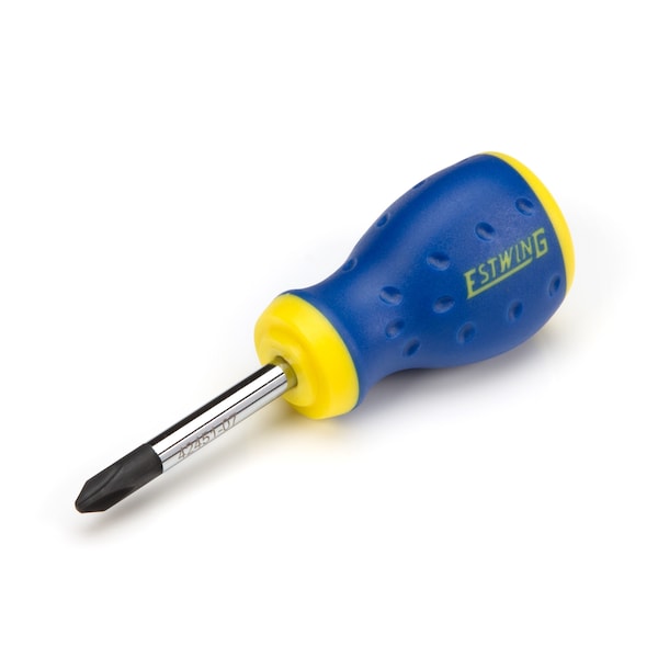 Estwing PH2 x 1-3/4" Magnetic Philips Tip Stubby Screwdriver with Ergonomic Handle - 42451-07