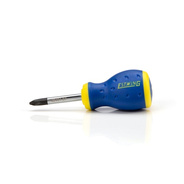 Estwing PH2 x 1-3/4" Magnetic Philips Tip Stubby Screwdriver with Ergonomic Handle - 42451-07