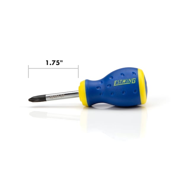 Estwing PH2 x 1-3/4" Magnetic Philips Tip Stubby Screwdriver with Ergonomic Handle - 42451-07