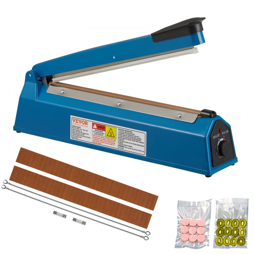 VEVOR Impulse Sealer 12 inch, Manual Heat Seal Machine with Adjustable Heating Mode, ABS Shrink Wrap Bag Sealers for Plastic Mylar PE PP Bags, Portable Poly Bag Sealing Machine with Extra Replace Kit - ZDSFKJSQ12INX26WLV5