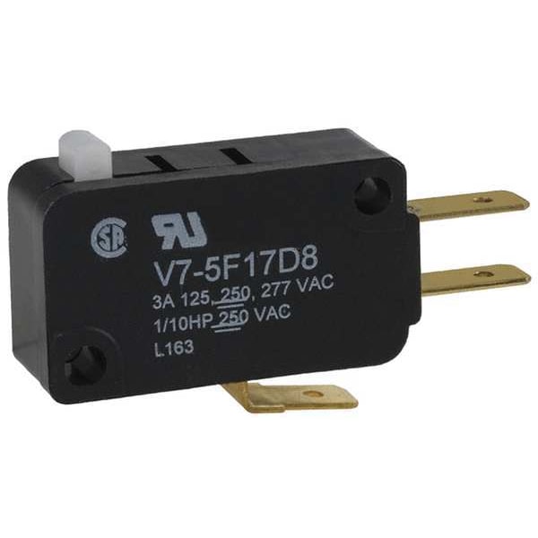 Interruptor de acción rápida en miniatura de Honeywell, Pasador, actuador de émbolo, SPDT, 3A @ 240V AC Clasificación de contacto - V7-5F17D8
