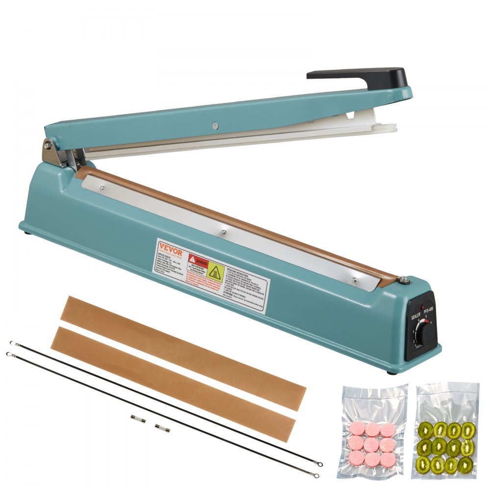 VEVOR Impulse Sealer 16 inch, Manual Heat Seal Machine with Adjustable Heating Mode, Iron Shrink Wrap Bag Sealers for Plastic Mylar PE PP Bags, Portable Poly Bag Sealing Machine with Extra Replace Kit - ZDSFKJTQ16IN9EBBLV5