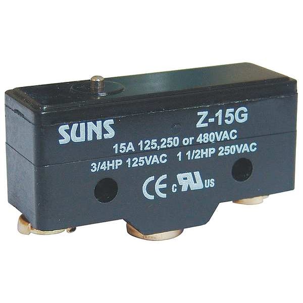 Interruptor de acción rápida industrial Zoro Select, con pasador, actuador de émbolo, SPDT, calificación de contacto de 15A @ 480V AC - 5JED4