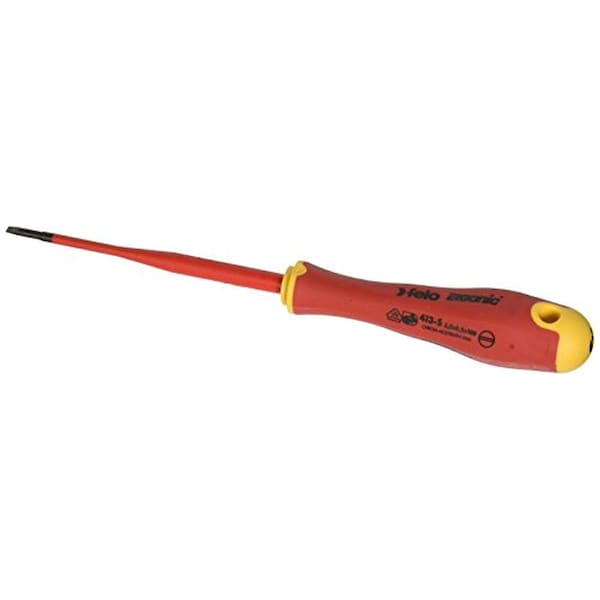 Felo 0715762631 Slotted 1/8" E-Slim Insulated Screwdriver With Length 4" - 0715762631