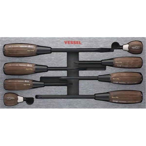 Vessel Wood Compo Non-Slip Tang Thru Screwdriver Set, 8 Piece - VE335084