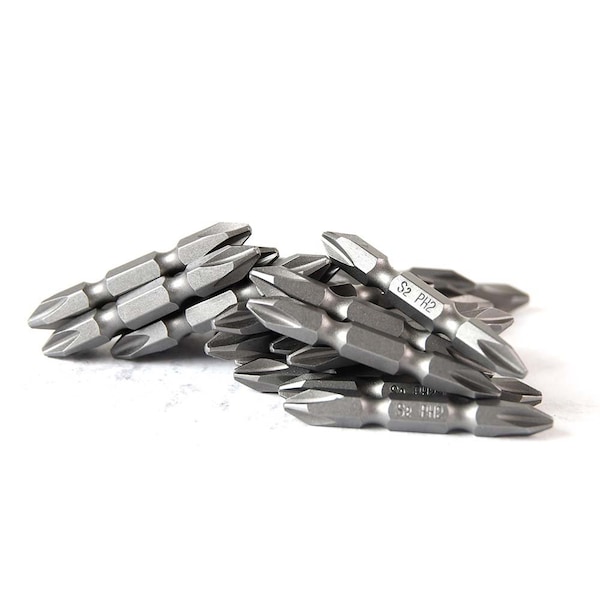 Superior Steel 2# Phillips Double End Screwdriver Bits - 2 Inch Long, PK 25 - SP202D-25PK