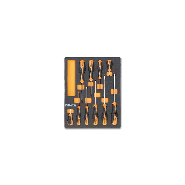 Beta M208 Set of 10 Slotted and Phillips Screwdrivers in Soft Thermoformed Tray - 024500208
