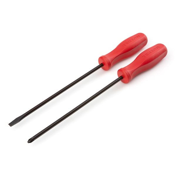 Tekton Long Hard-Handle Black Oxide Blade Screwdriver Set, 2-Piece (#2, 1/4 in.) - DRV40116