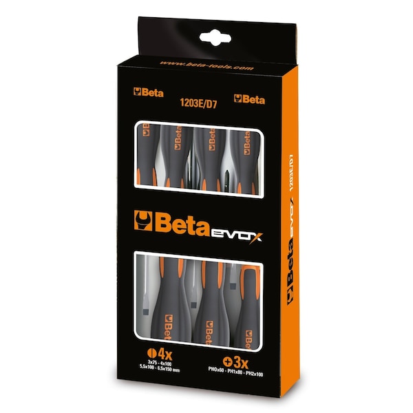 Beta 1203E/D7 Set of 7 Evox Slotted and Screwdrivers - 012031007