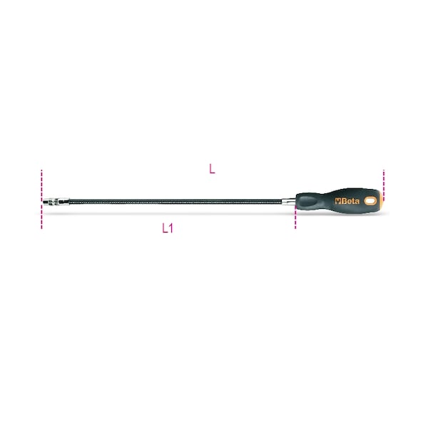 Beta 897L Flexible Shaft 1/4 in Bit Holder with Handle, Long - 008970015