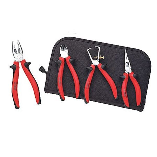 Wiha 4 Piece Bi-Material Grip Plier Set Soft Vinyl Handle - 32601