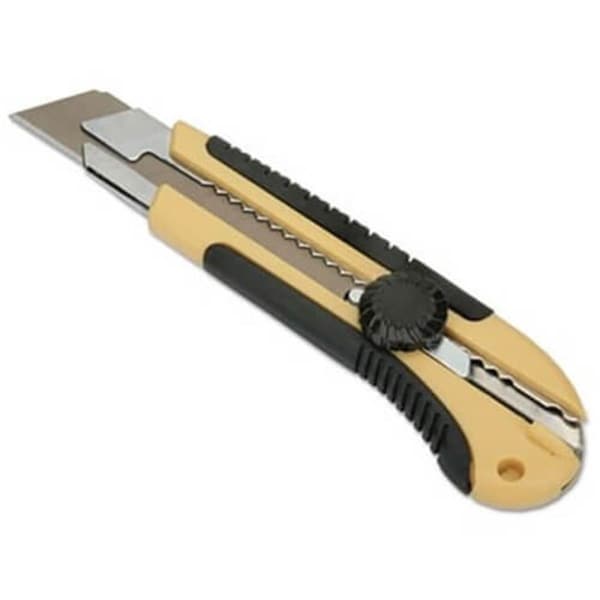 Sticky Situation 25 mm Heavy-Duty Utility Knife with Cushion Grip Snap-Off Blade  Black &amp; Yellow - ST3758485
