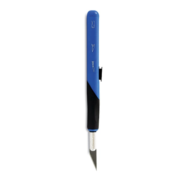 X-Acto Retract-A-Blade Knife, #11 Blade, 5.25" Plastic Handle, Blue/Black - X3204