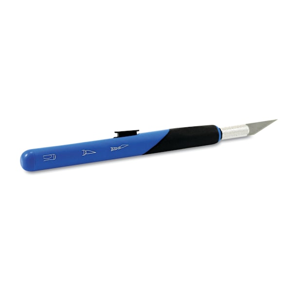 X-Acto Retract-A-Blade Knife, #11 Blade, 5.25" Plastic Handle, Blue/Black - X3204