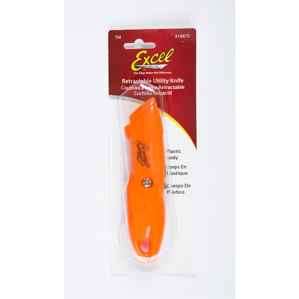 Excel Blades Retractable Plastic Utility Knife, Colors May Vary - 16870IND