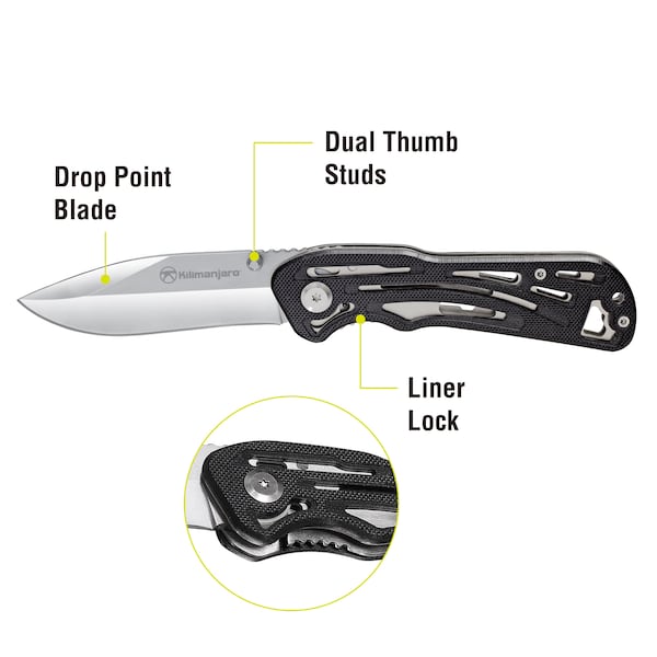Kilimanjaro 7" Folding Knife - Caula - Metal Finish - 910023