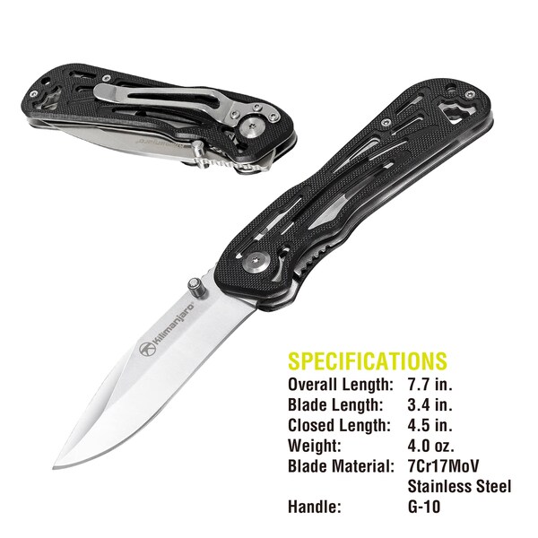 Kilimanjaro 7" Folding Knife - Caula - Metal Finish - 910023