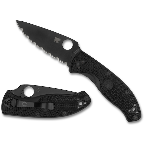 Spyderco 2023 Spyderco, Reveal V4, Tenacious, Black Frn, Black Blade, Serrated - SPY-C122SBBK