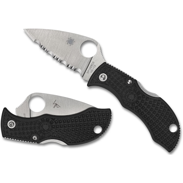Spyderco 2024 Spyderco Reveal 13 Manbug Black Lightweight Leaf, Serrated Edge - SPY-MBKLFS