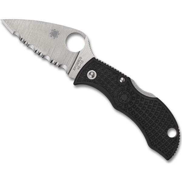 Spyderco 2024 Spyderco Reveal 13 Manbug Black Lightweight Leaf, Serrated Edge - SPY-MBKLFS