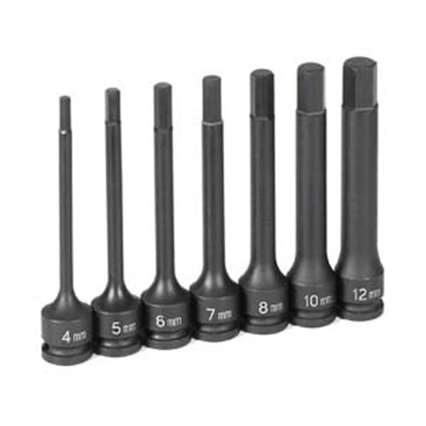 Grey Pneumatic 3/8" Drive 7 Pieces 4" Length Metric Hex Driver Set - GR99244