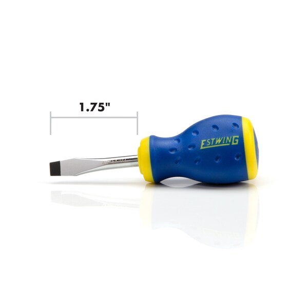 Estwing 1/4" x 1-3/4" Magnetic Slotted Tip Stubby Screwdriver with Ergonomic Handle - 42451-02