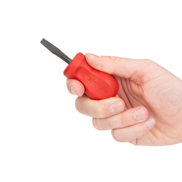 Tekton Stubby 1/4 Inch Slotted Hard-Handle Screwdriver (Black Oxide Blade) - DSS10250