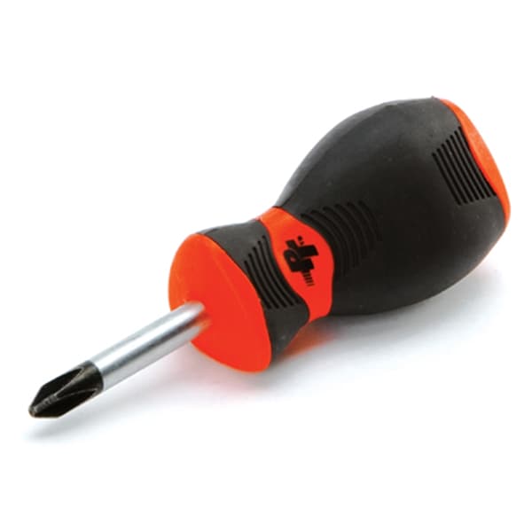 Performance Tool Stubby Phillips Screwdriver, #2 Tip, with 1-1/2" Shaft, Clear Handle - W30967