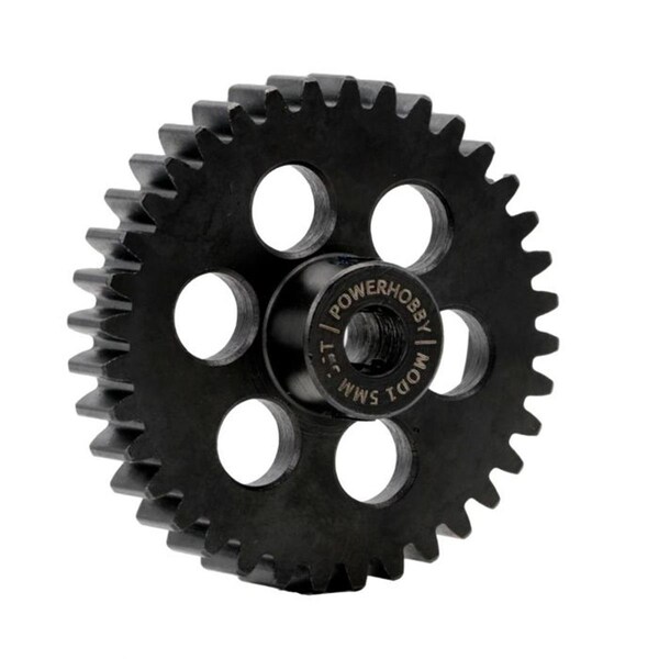 Power Hobby Hardened Steel 30T Mod1 5 mm Pinion Gear with 2 Grub Screws, Black - PHBPH30TM5