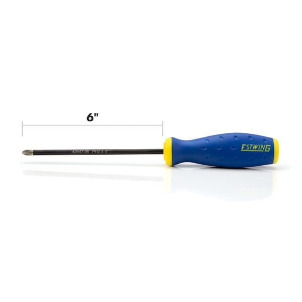 Estwing PH2 x 6" Philips Magnetic Diamond Tip Screwdriver with Ergonomic Handle - 42447-06