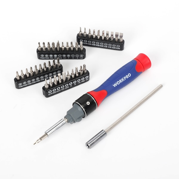 Prime-Line WORKPRO 1299696 41 Piece Ratcheting Screwdriver Set, Chrome Vanadium Steel Single Pack - 1299696